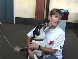 Mark is reunited with the family dog at Newton Abbot rail station